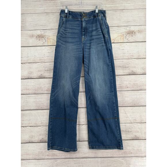 Pilcro Jeans Womens 30 Blue Wide Leg Medium Wash Denim High Rise Relaxed Fit - Picture 1 of 11